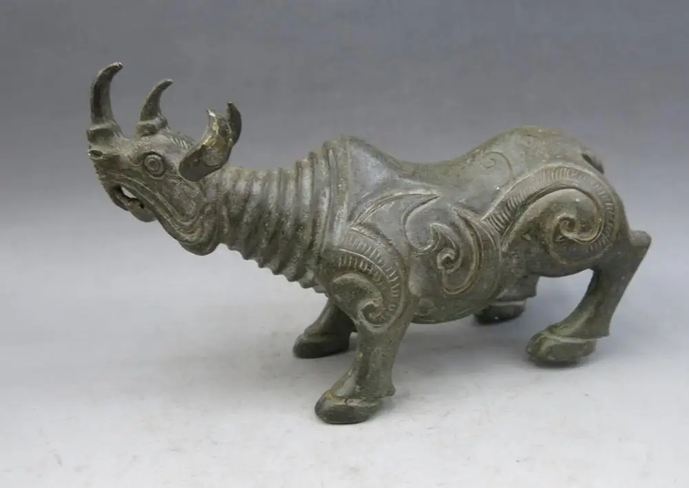 Китай Бронза Медь тонкой резной bautiful Фигурка Носорога скульптура | Дом и сад