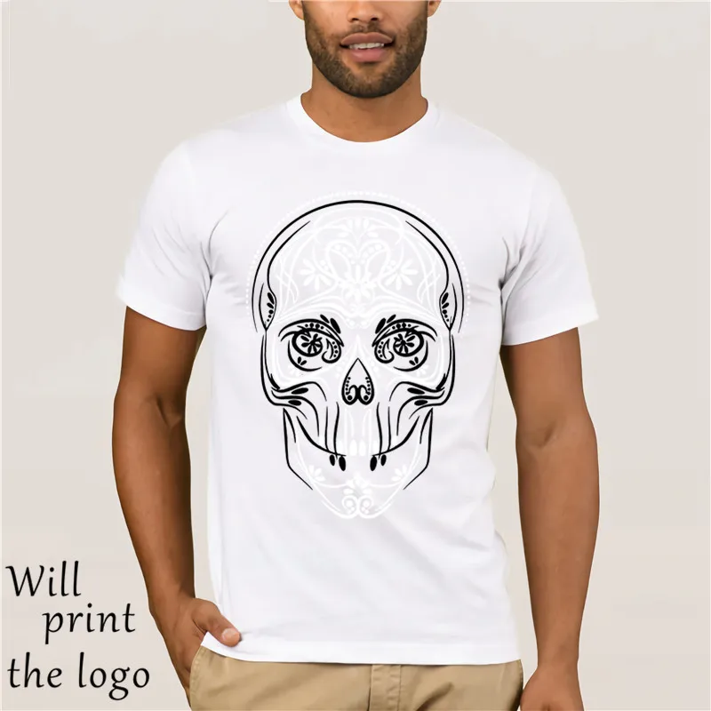Alla moda di Strada Del Cranio Tee Magliette e camicette t shirt Manica Corta Nero Bianco Ella Camicia 2018 degli uomini|Мужские футболки| |