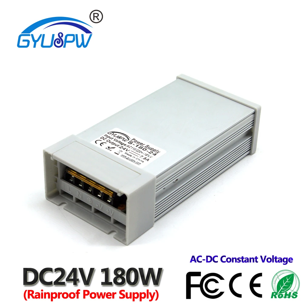 Уличный непромокаемый DC24V 7.5A 180 Вт светодиодный Трансформатор источника питания