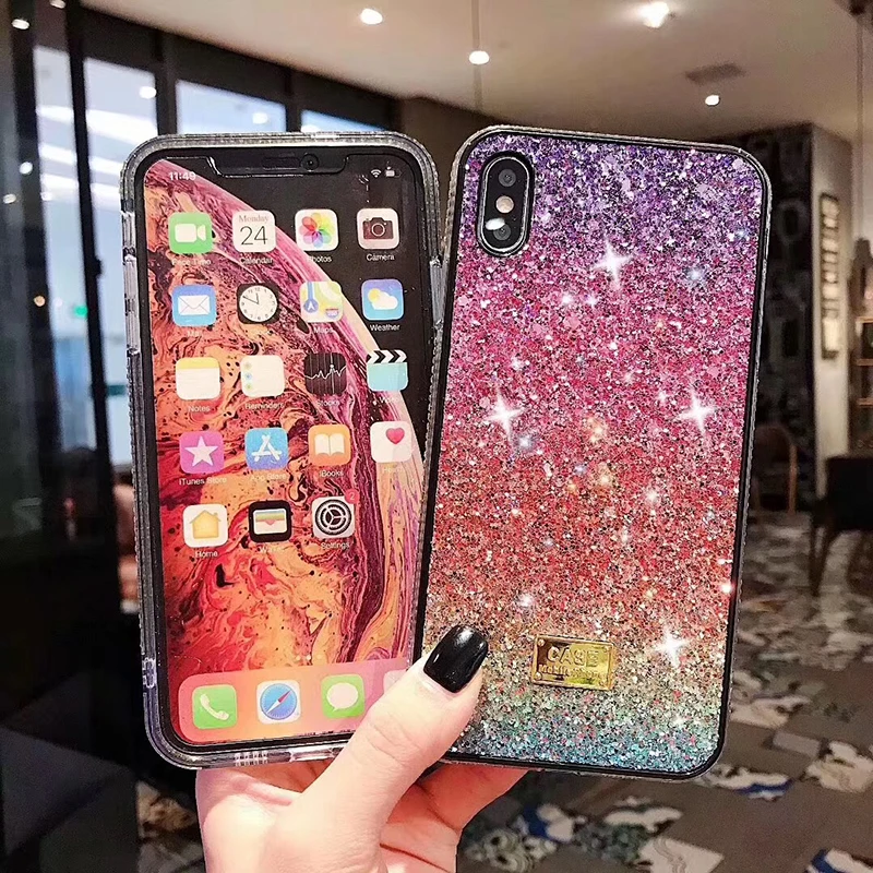 Роскошный Блестящий Мягкий силиконовый чехол для iphone 6 7 plus 8 X XS XR MAX цветной