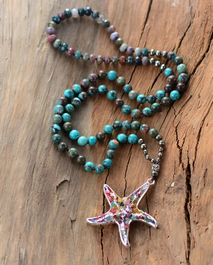 Женское винтажное ожерелье с подвеской в виде морской звезды 8 мм|lariat necklace|vintage