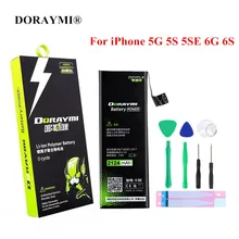 DORAYMI батарея для Apple iPhone 5 5G 5S SE 5SE 6 6G 6S запасные батареи для мобильного телефона литий-ионный полимерный аккумулятор Бесплатные инструменты