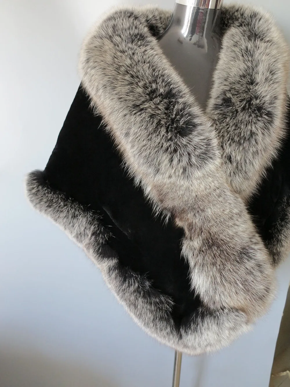 Новый стиль 100% натуральным лисьим мехом с кролика накидка обертывание шарф