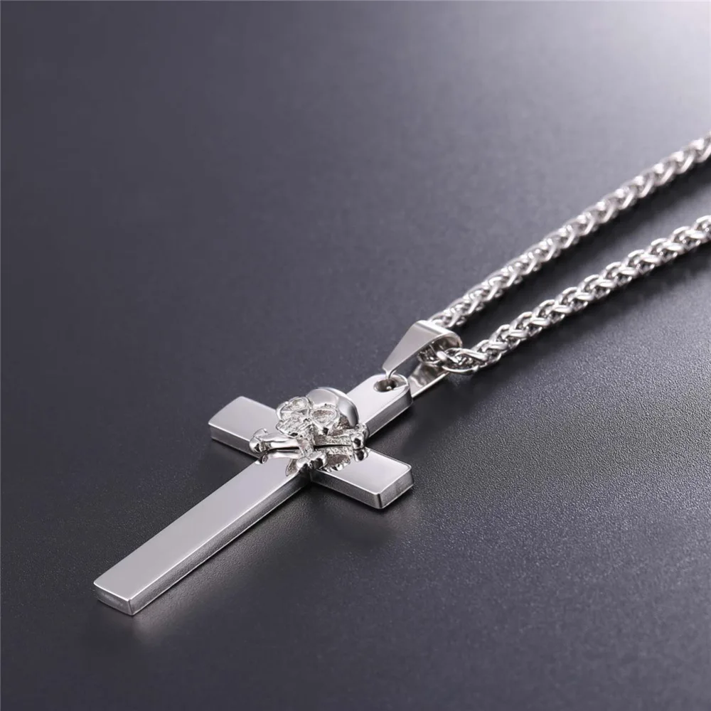 Подвеска в виде черепа/скелета и Креста из нержавеющей стали P2560|necklace wholesale|necklaces