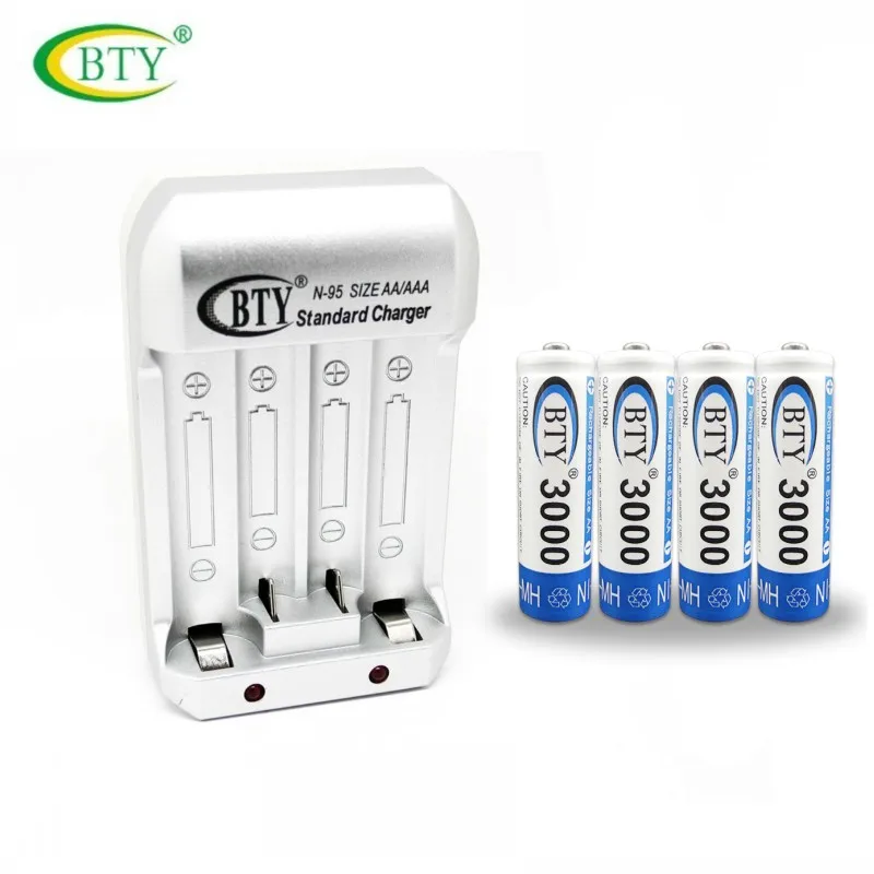 Аккумуляторная батарея BTY N95 AA AAA EU зарядное устройство с 4x 3000 mAh 1 2 V Ni MH