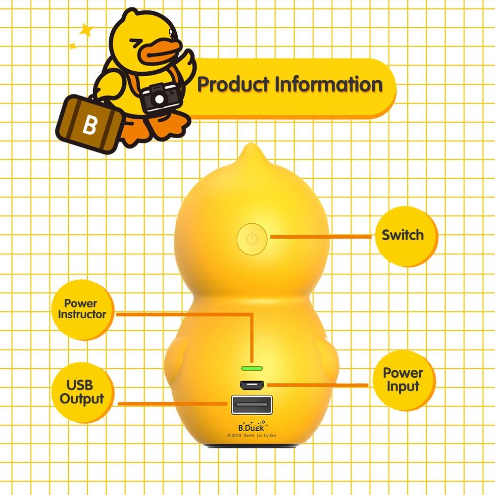 B. Duck 5200 мАч, портативное зарядное устройство для телефона, зарядка для iPhone, Android, внешний аккумулятор, высокая емкость