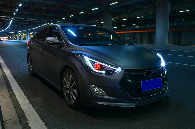 Автомобильный Стайлинг для hyundai Elantra 2012 2013 фары лампы в сборе передние фары светодиодный фары Изменить на заказ