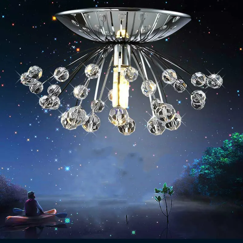 

Personality designer creative dandelion stainless steel crystal aisle porch mini ceiling lamp home decoration lighting ZP4281015