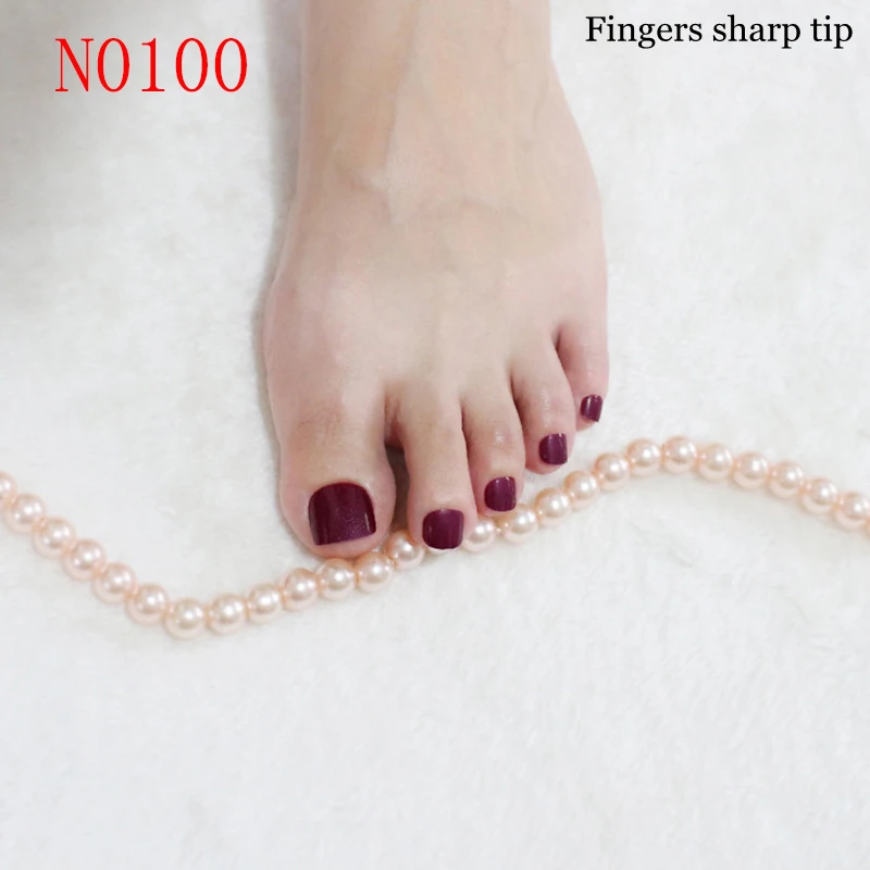 Acrylic Fake Nails Dark Brown Short Toenails Candy Color Full Nail Tips Pure 24pce/set | Красота и здоровье