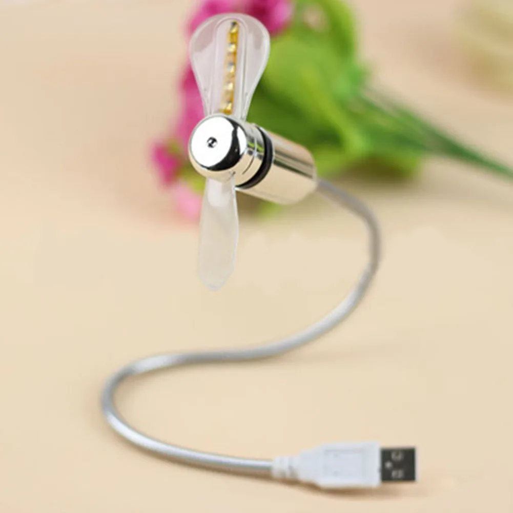 Светильник-вентилятор USB, гибкий светодиодный мини-вентилятор питания USB для ноутбука CarHome Office PC(1 шт