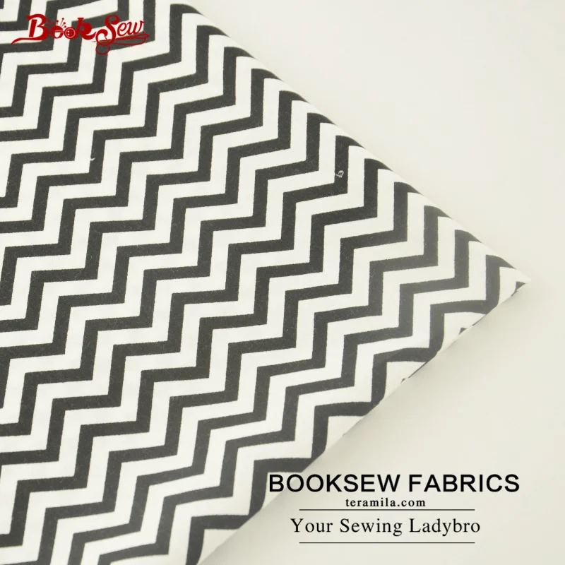Booksew 100% хлопчатобумажная саржевая ткань черный волнистый дизайн домашний