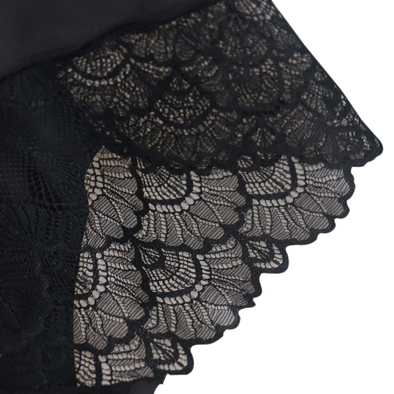 Women's Sexy Lace Panties Seamless Underwear Briefs Nylon Silk Ladies Transparent Lingerie Soft Low-Rise Briefs Underwear