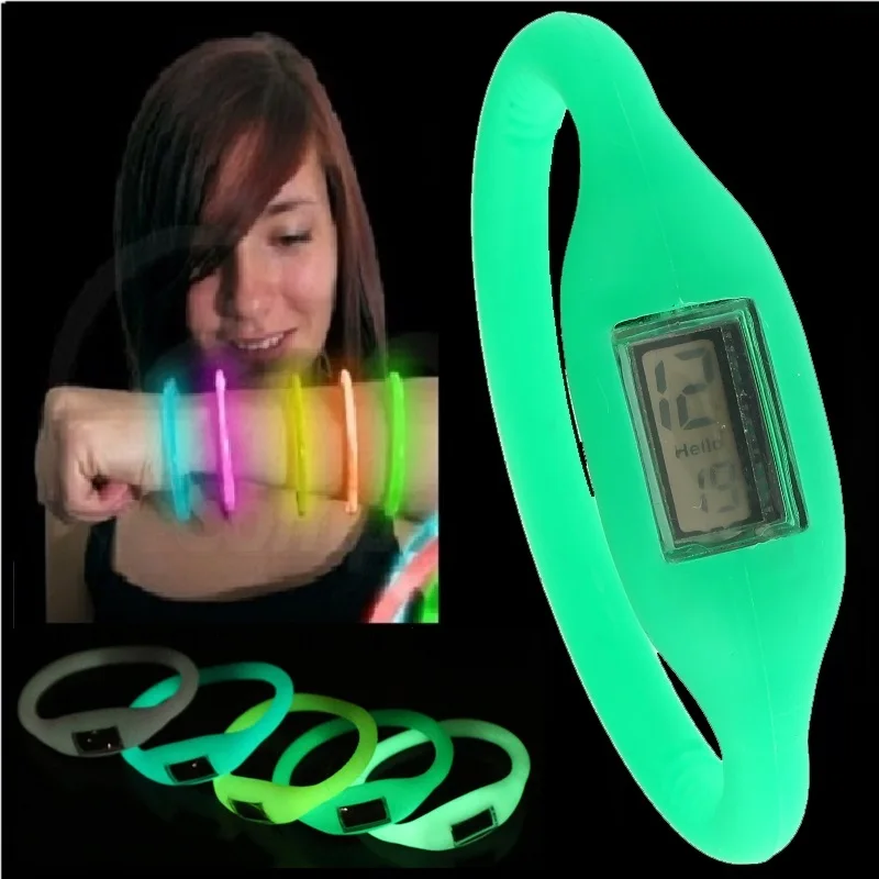 

Часы Gnova детские, силиконовые, черного цвета, со светящимся в темноте циферблатом