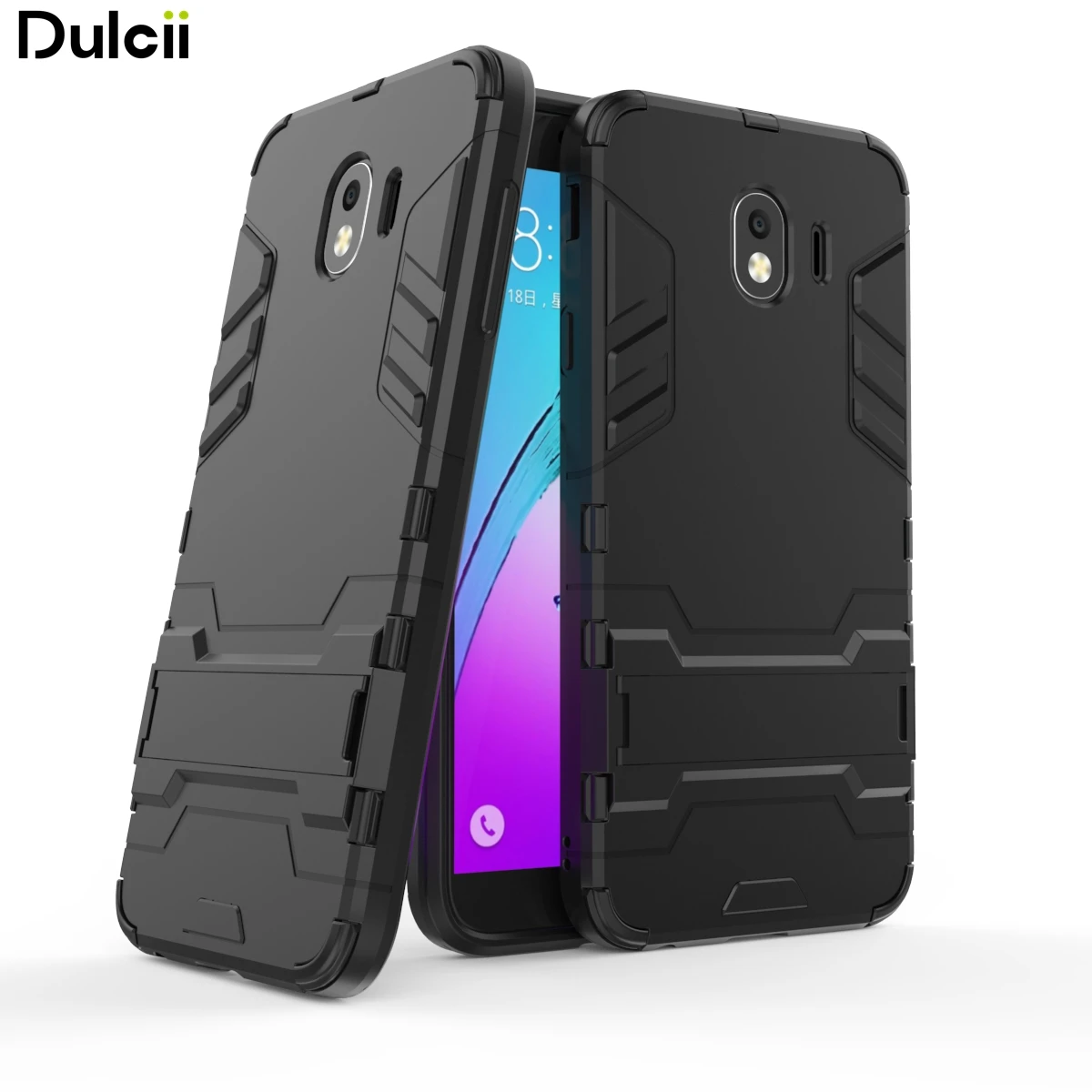 DULCII для Galaxy J 4 2018 пакета(ов) Прохладный гвардии Пластик ТПУ Combo чехол мобильного