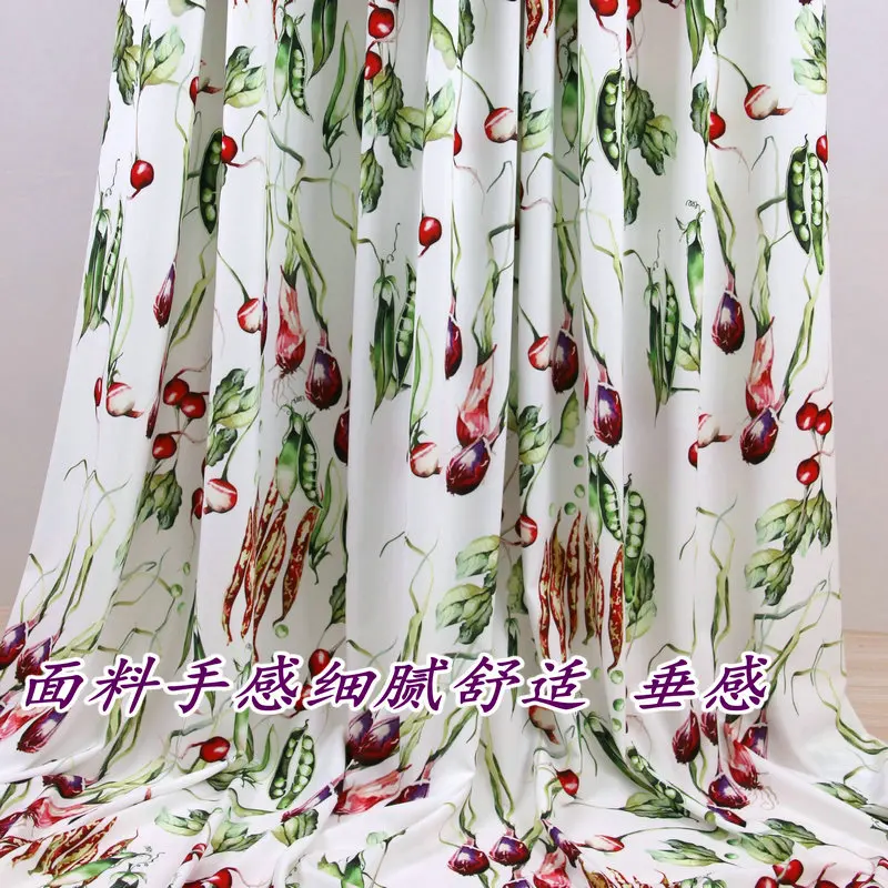 Spring summer small fresh garlic radish print fabric handmade cloth DIY holiday dress long skirt vertical feel cloth. | Дом и сад
