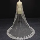 Реальное изображение 3 метра один слой кружева край без гребень для свадьбы вуаль Длинная фата невесты