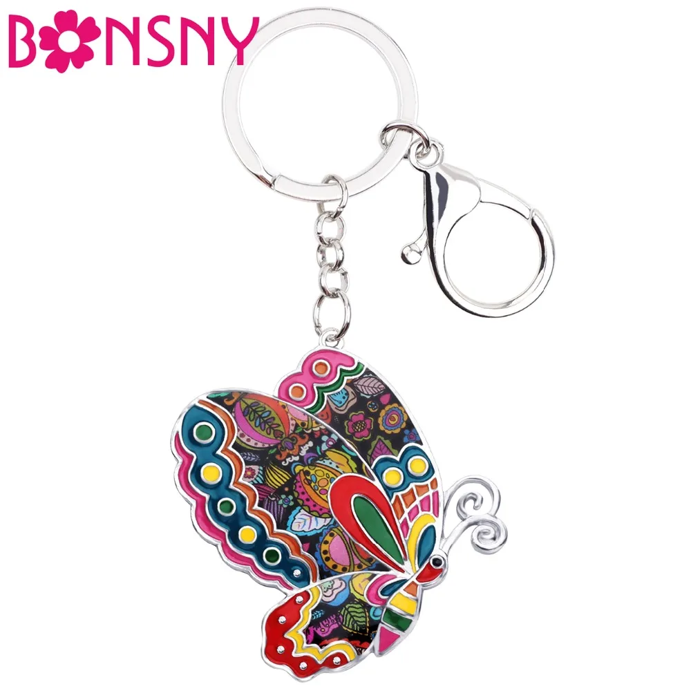 Bonsny эмалированное кольцо для ключей животное ювелирные изделия женщин и девушек