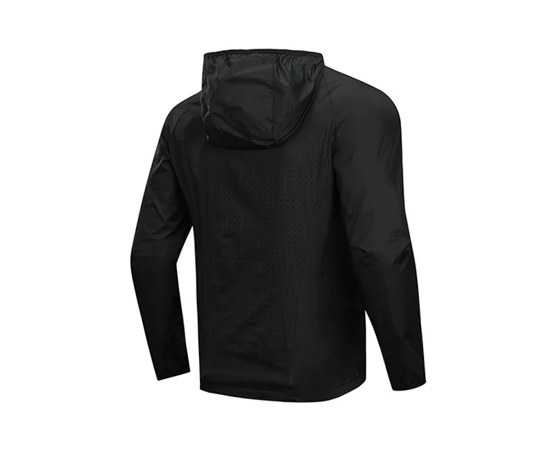 Li-Ning Мужская ветровка для бега, нейлон, Стандартная посадка, подкладка, дышащий комфорт, спортивные куртки с капюшоном, пальто AFDN149 MWF362