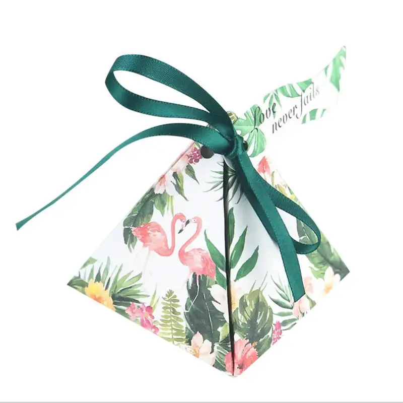 

50 шт., свадебные коробочки для конфет, с рисунком фламинго