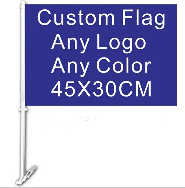 30x45CM Car Window Flag, Custom Flag, Any Color Any LOGO Quality Polyester With Flag Pole Free Shipping