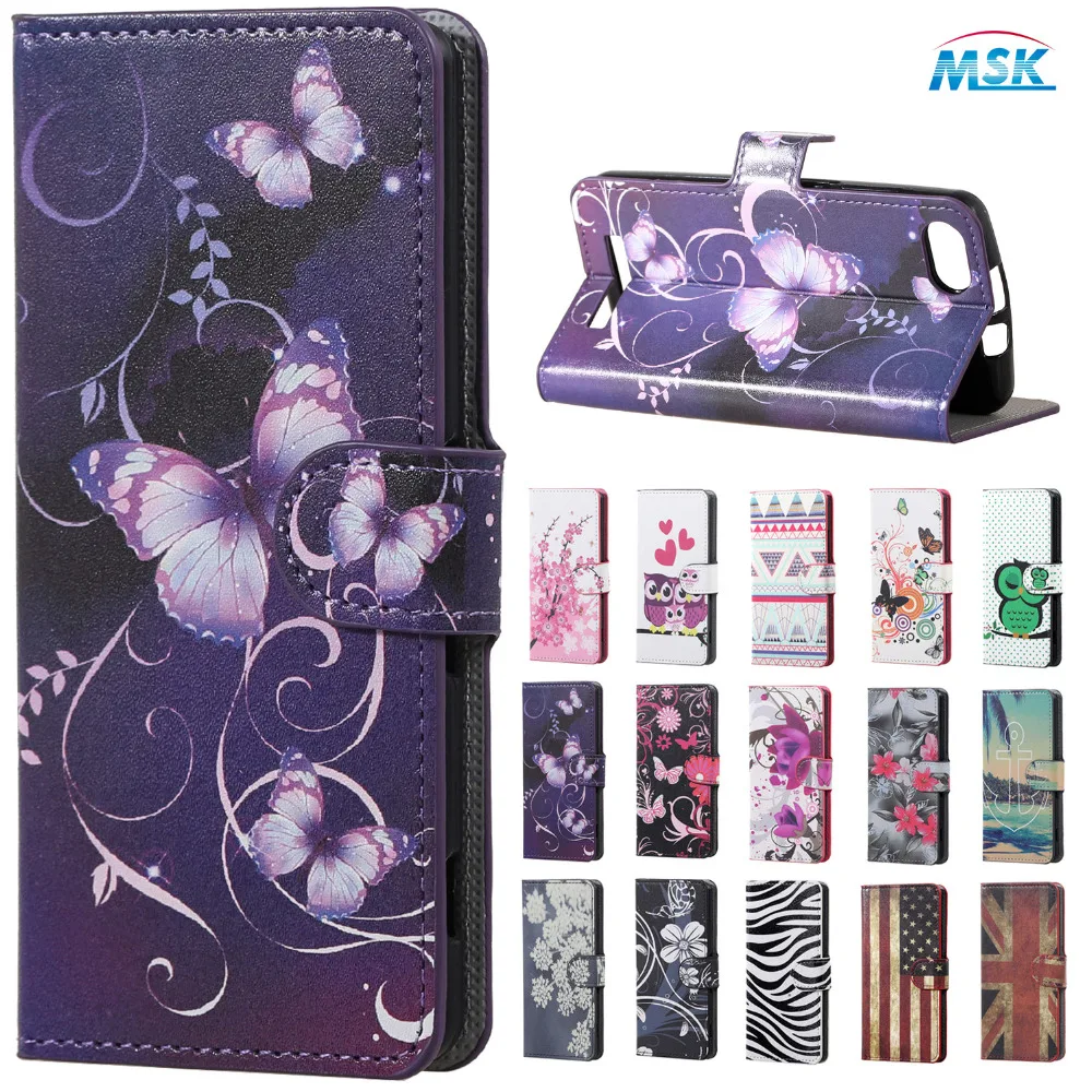 Coque Wiko lenny 3 5.00'' inch phone case for Lenny3 luxury PU wallet leather Purple butterfly patterned coque funda | Мобильные