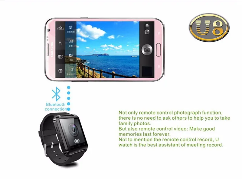 50 шт. U8 smart watch телефон Коврики Bluetooth наручные часы, рождественский подарок MTK6260 3 вида цветов розничной коробке, когда вы заказываете его, по FedEx