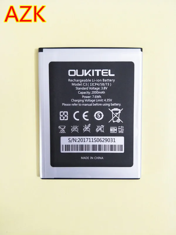 АЗК 1 шт Новый 2000 mAh Батарея для Oukitel C3 телефон высокое качество + номер
