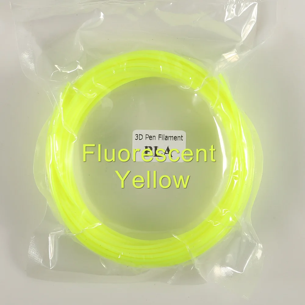 Fluo Yellow 10 м черный, белый цвет красный PLA 1,75 мм нити печати материалы пластик для 3d принтеры экструдер аксессуары с ручкой красочные Радуга - Цвет: Fluo Yellow