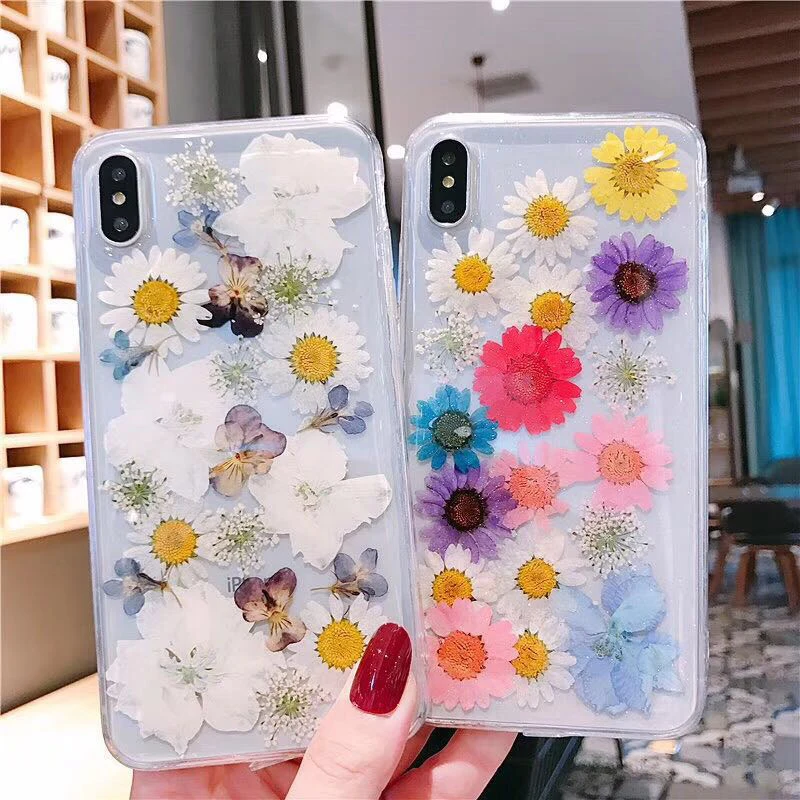 Настоящие цветы сушеные чехлы с цветочным принтом для IPhone X XS Max XR 6 6S 7 8 Plus Чехол