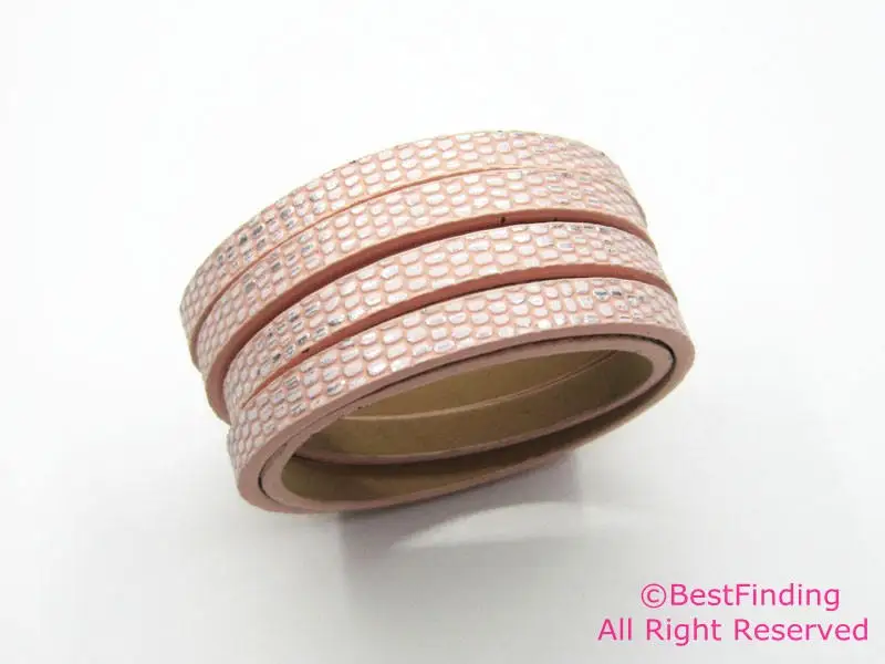 

5mm leather cord Slight glitter pink leather 5x2mm flat leather