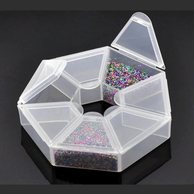 

5Pcs/lot Wholesale Clear Hexagonal Powder Liquid Carrring Display Container Cases Storage Boxes 9x9x2cm