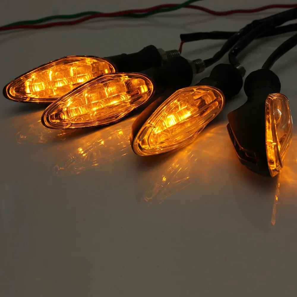 4 Шт. 12 В Универсальный Черный Мотоцикл 3 Желтый СВЕТОДИОД Сигнала Поворота