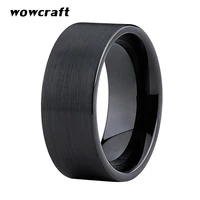 10mm black tungsten wedding ring for men brushed finish comfort fit engagement band rings with flat band