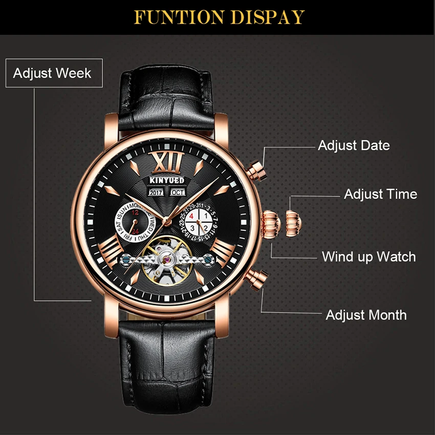 Часы KINYUED мужские с вечным календарем|wristwatch brand|wristwatch menswristwatch mens automatic |