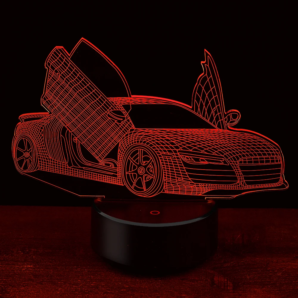 Открытый двери автомобиля 3D светодиодный ночник 7 цветов USB голограмма Декор лампы настольные огни День рождения подарок для детей друзей - Испускаемый цвет: No remote control