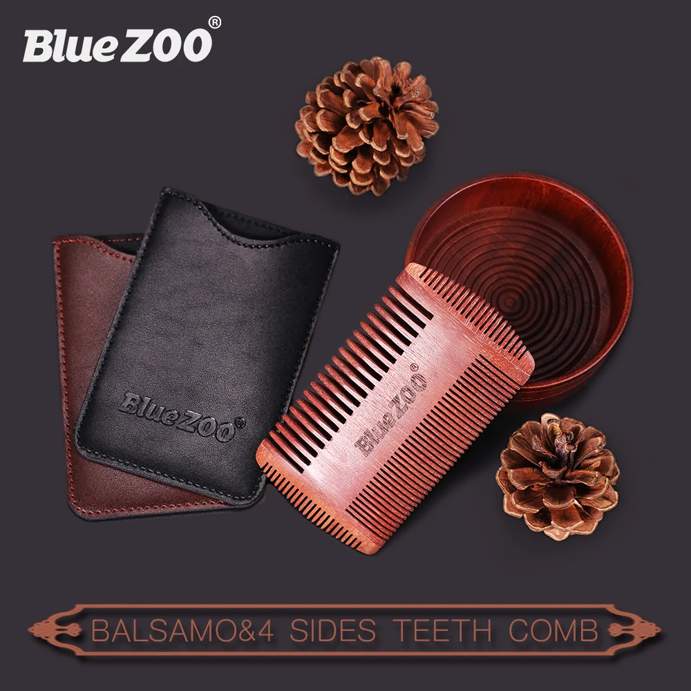 Зоопарк на голубом 4-сторонние груша деревянная расческа с защитой от пота щетка