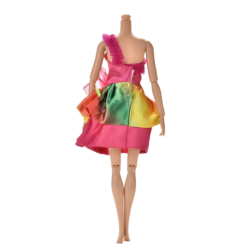 Сексуальное летнее платье на одно плечо для куклы Радужный цвет вечерние ток