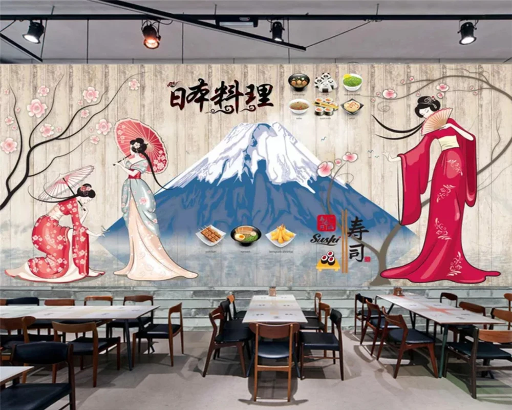 

beibehang Custom fashion decorative painting Japanese food sushi restaurant catering tooling background wallpaper papier peint