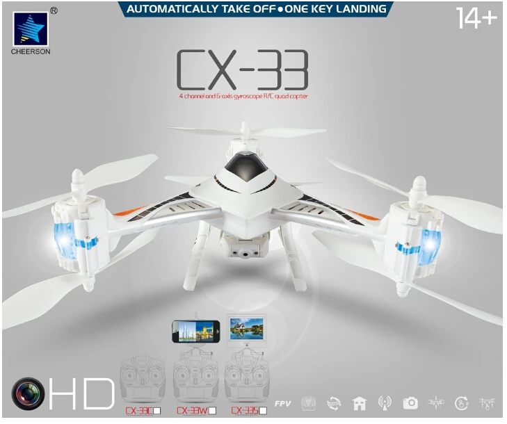 HD камера Cheerson CX 33C CX33C 720P 2 4G 4CH 6 осевой Радиоуправляемый трикоптер с режимом