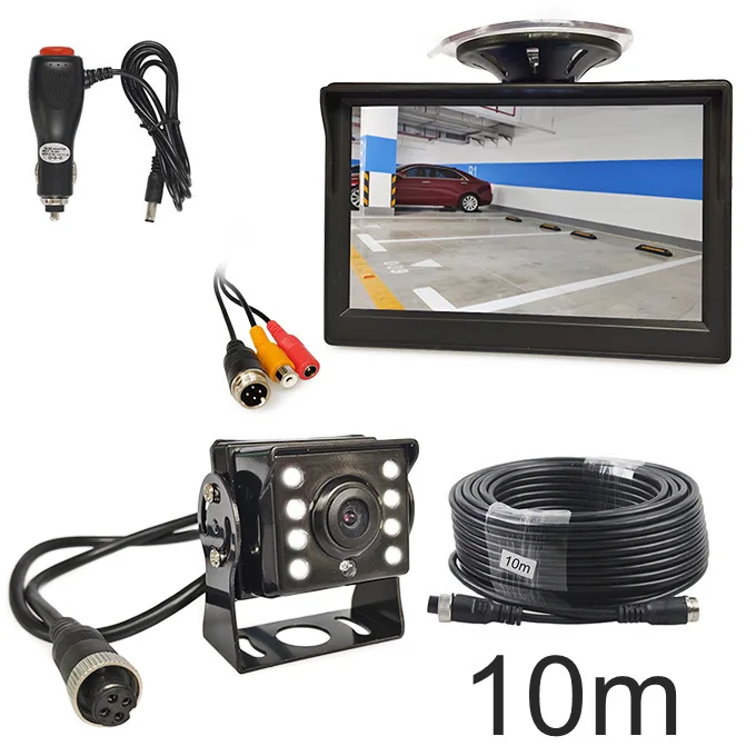 10m DIYKIT " Обратный автомобильный монитор Водонепроницаемый светодиодный Цвет ночного видения резервный автобус грузовик камера заднего вида CCD автомобильное зарядное устройство - Название цвета: 10m