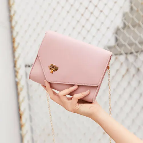 Женская сумка-тоут из искусственной кожи с цепочкой через плечо однотонная сумка