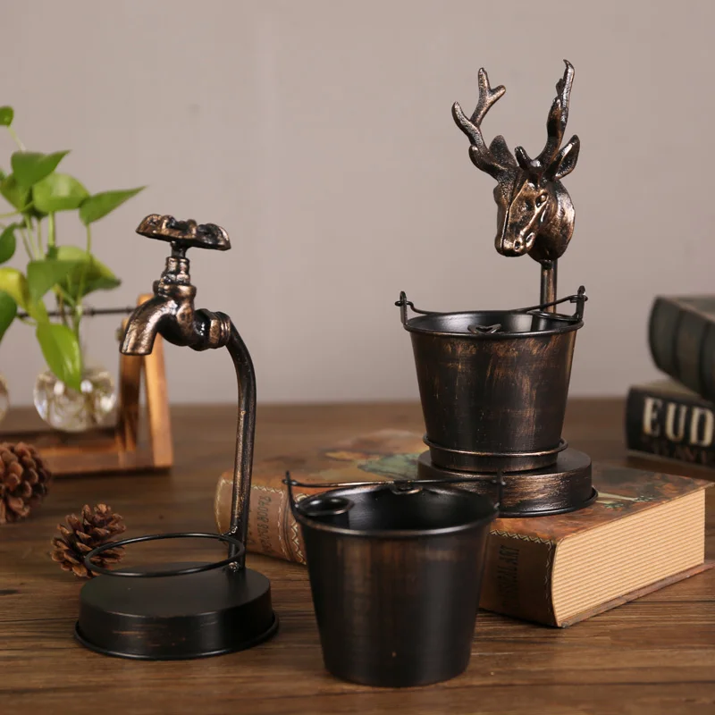 Retro creative iron ashtray bar restaurant office decoration ornaments personalized multi-functional Faucet cigarette | Дом и сад