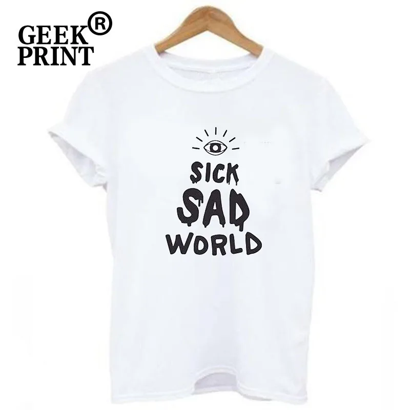 Женская футболка с буквенным принтом Sick Sad World забавные женские футболки для