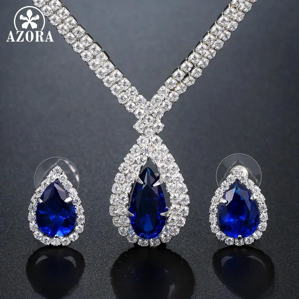 Азора новейший роскошный Искрящийся блестящий синий кубического циркония