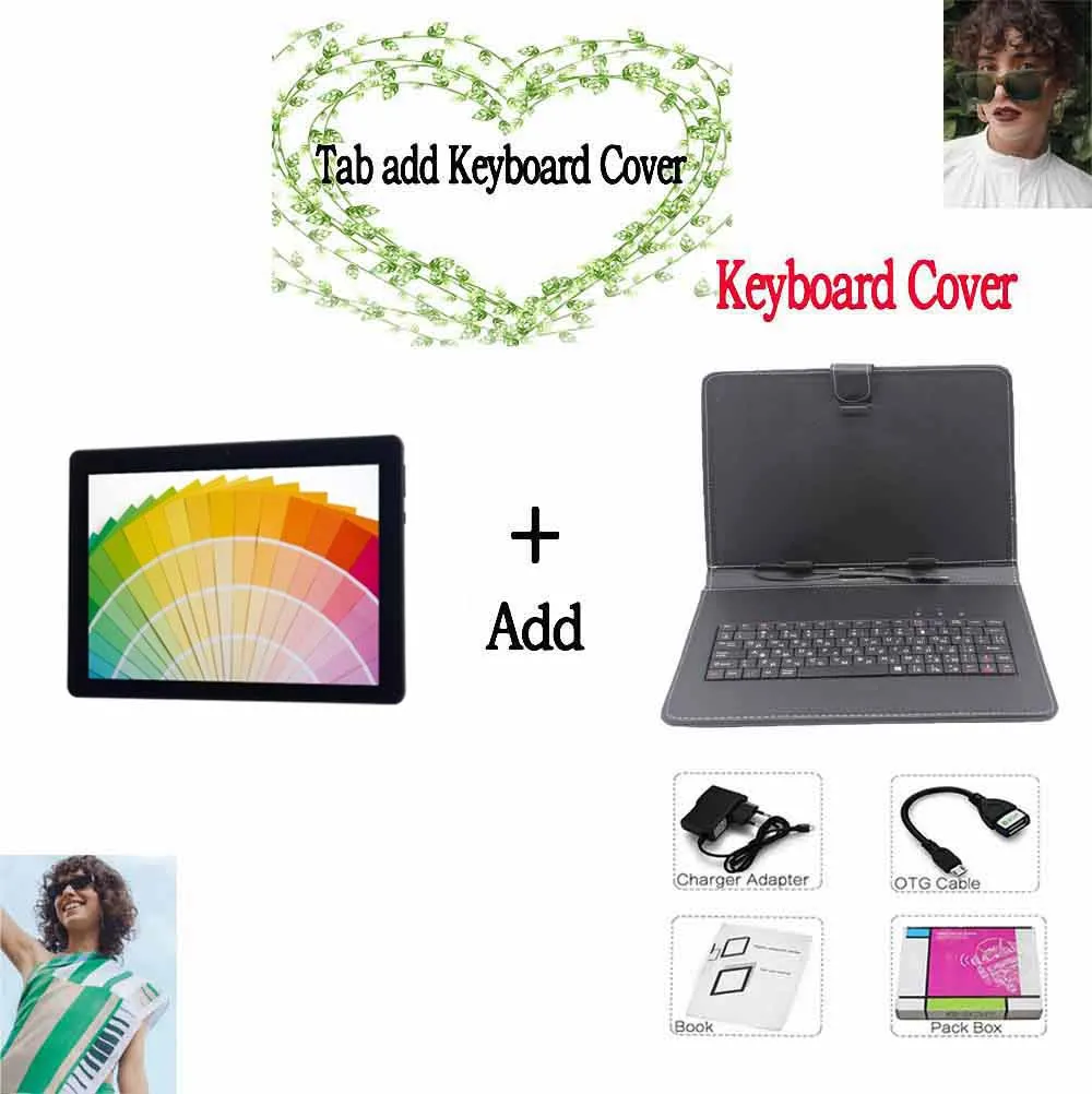 Add Keyboard Россия, США, Испания, BDF, Android планшет, 10 дюймов, 4 ГБ/64 ГБ, планшетный ПК, 3g, телефон, две sim-карты, Android 7,0, Восьмиядерный WiFi, ips планшет 10,1 - Комплект: Add Keyboard