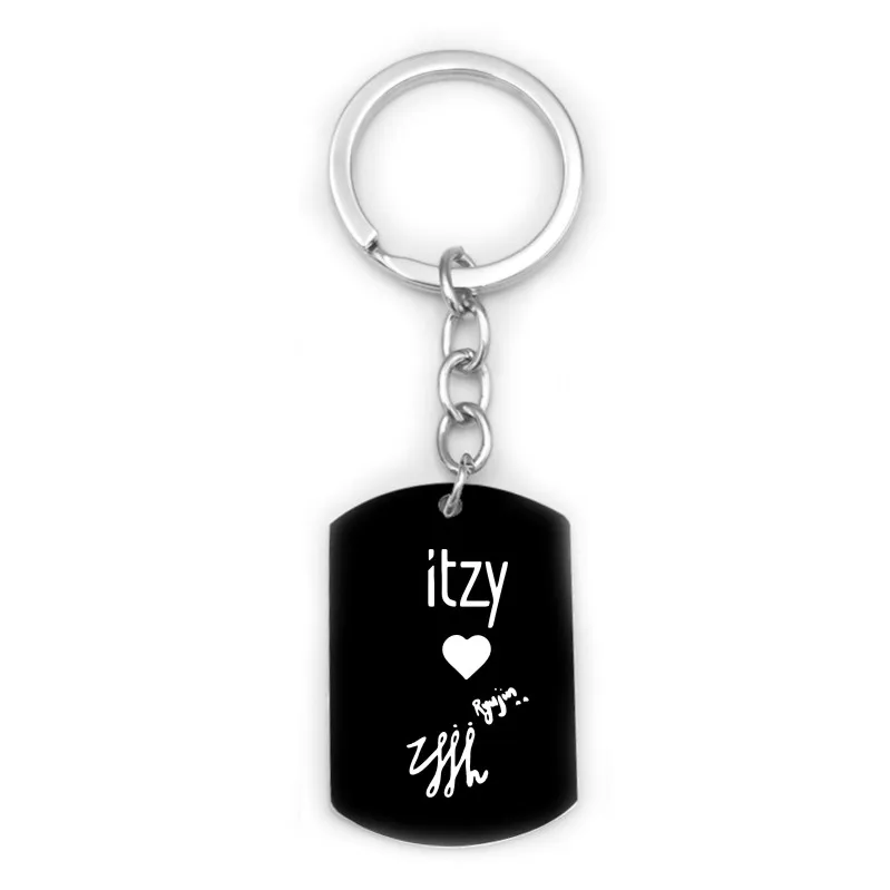 black 4 ITZY KPOP брелок из нержавеющей стали Корея девушки группа Серебряная цепочка для ключей подарки для фанатов мужской Автомобильный ключ держатель - Цвет: black 4