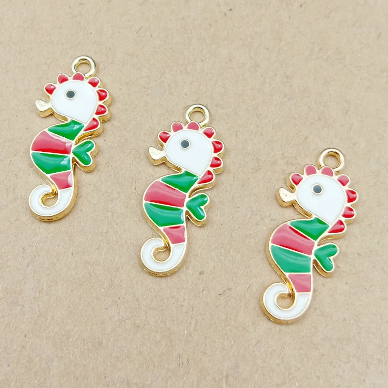 10 шт мультфильм гиппокампус эмаль амулеты океан животное поиск милые морские