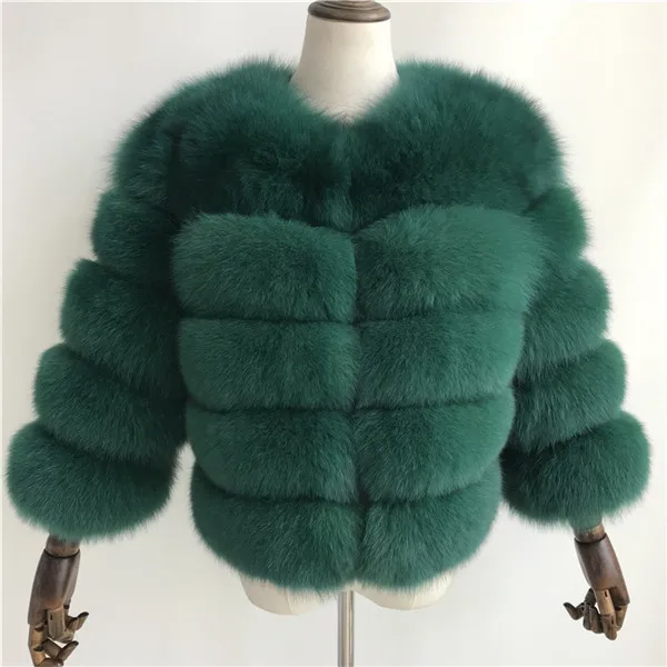 Green Шуба из натурального Лисьего меха женская зимняя куртка из натурального меха Верхняя одежда Пальто Короткое из натурального Лисьего меха шуба из натурального Лисьего меха s для женщин - Цвет: Green