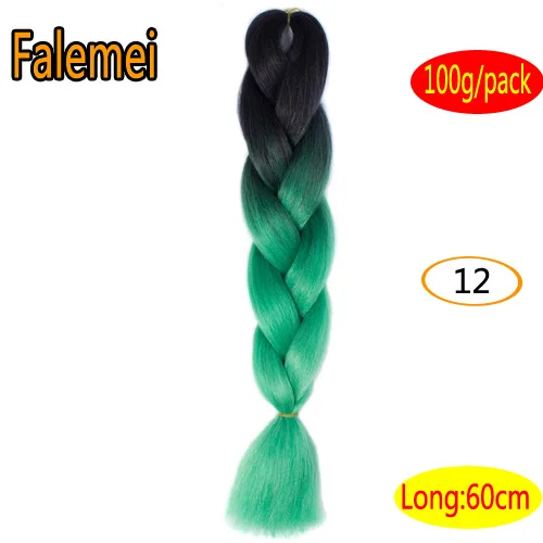 #144 FALEMEI 100 г/упак. 24 дюйма, вязанные косички, волосы, Омбре, два тона, цветные, огромные косички, волосы, синтетические волосы для кукол, вязанные волосы - Цвет: #144