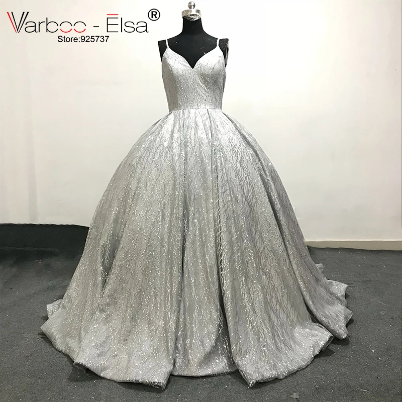Новое блестящее серебряное бальное платье VARBOO_ELSA расшитое блестками сексуальное